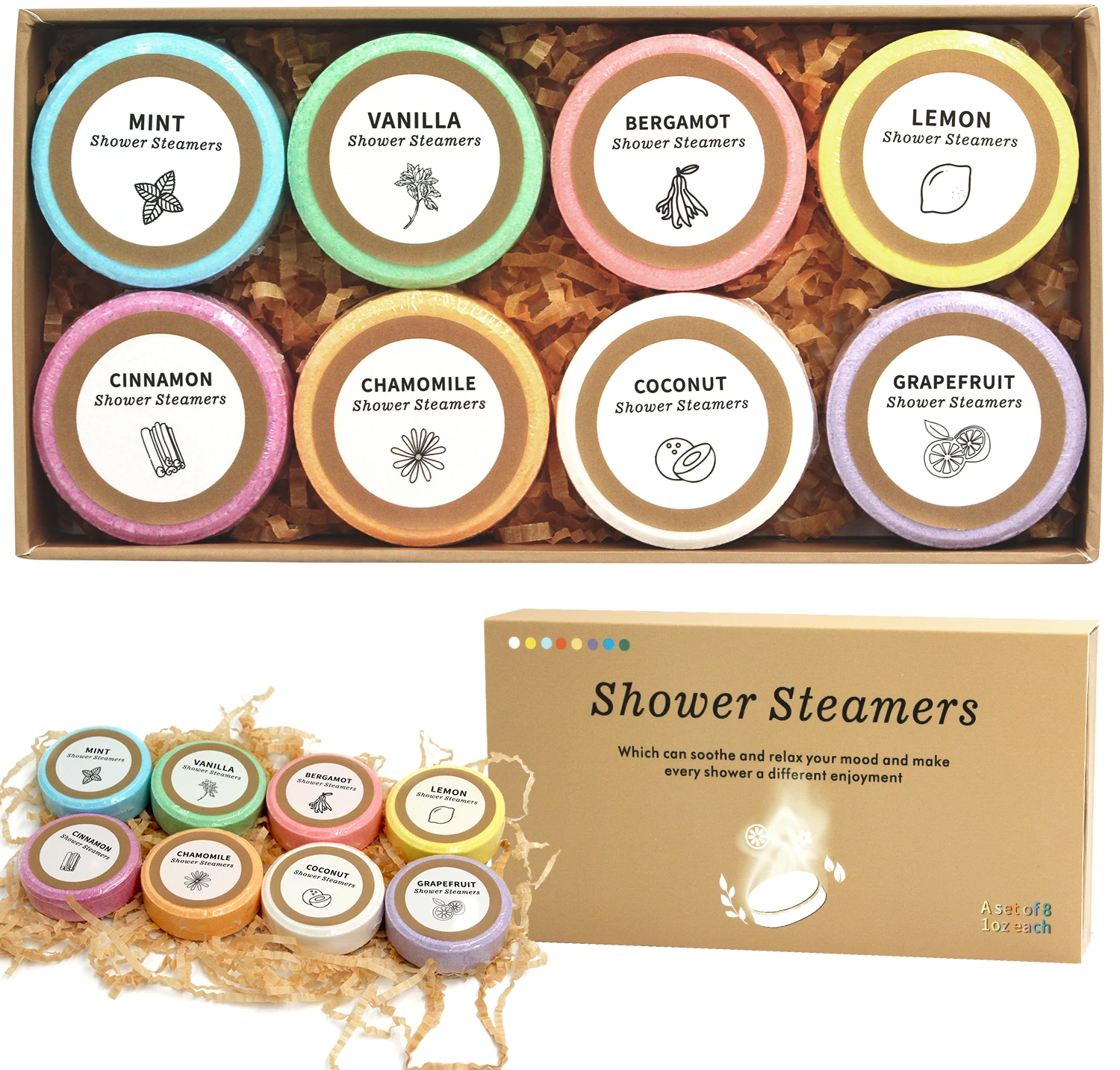 Fragrance Oil Set - Shower Steamers - 8 Pack Shower