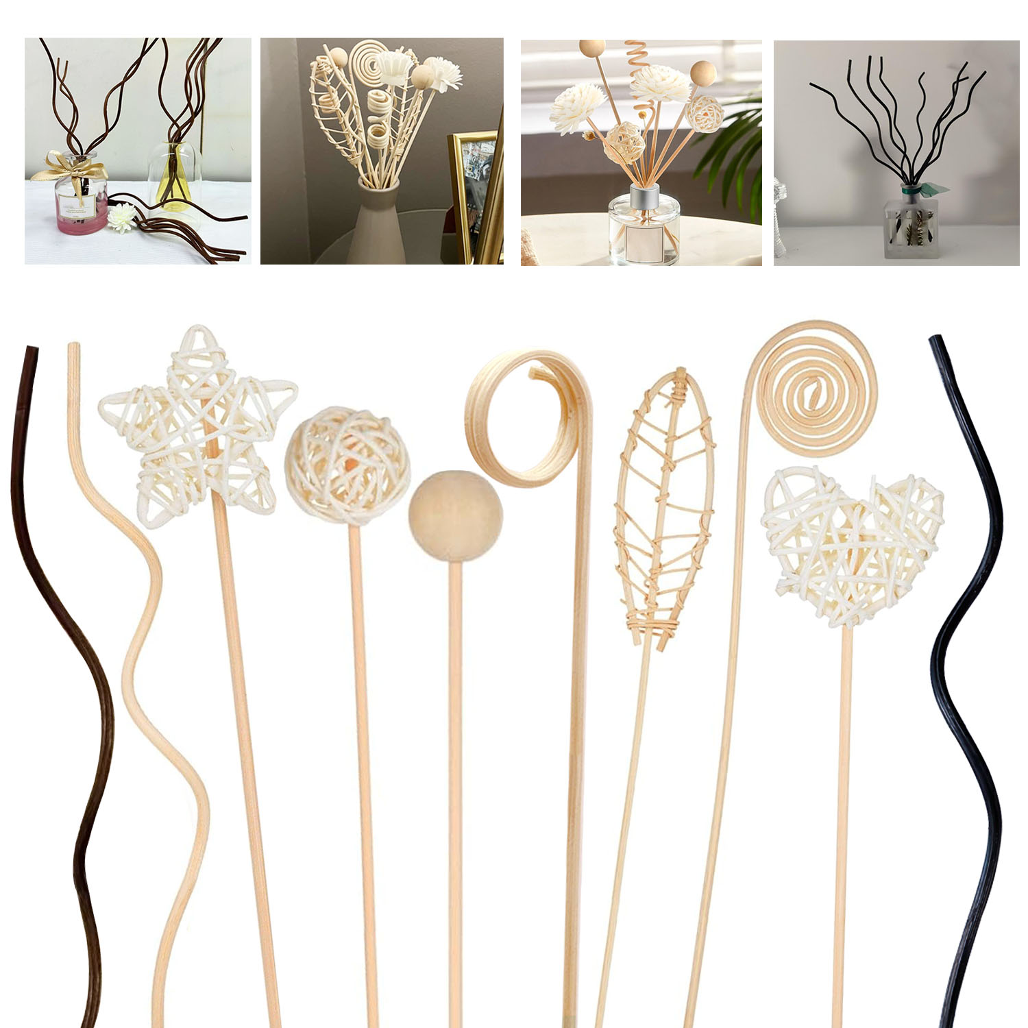 5/15Pcs Long Wavy Rattan Reed  - مراجعة Home Fragrance Reed Diffuser Refill وسعره
