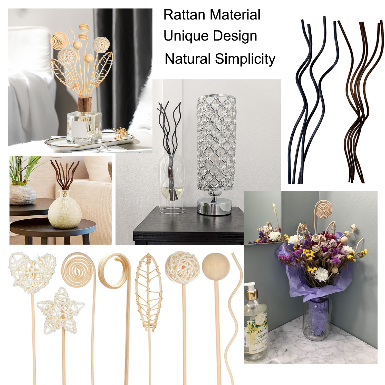 5/15Pcs Long Wavy Rattan Reed  - مراجعة Home Fragrance Reed Diffuser Refill وسعره