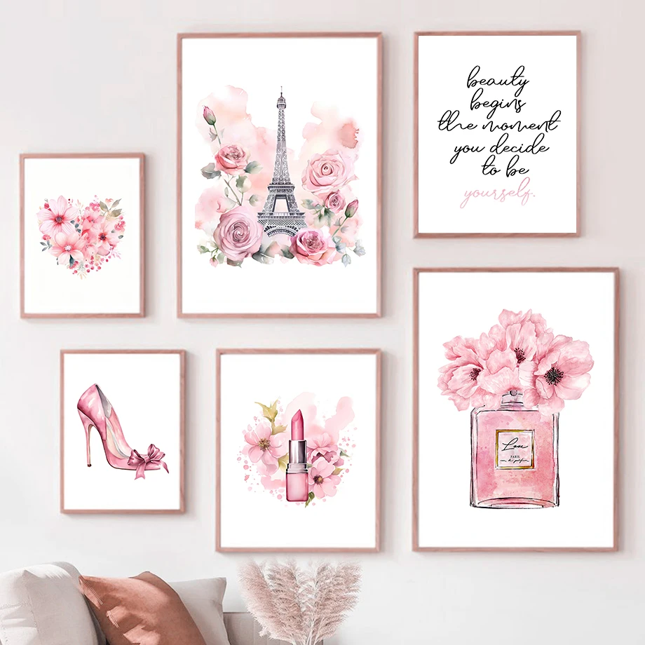 Paris Fashion Art Poster Pink  - مراجعة Home Fragrance Bottle وسعره