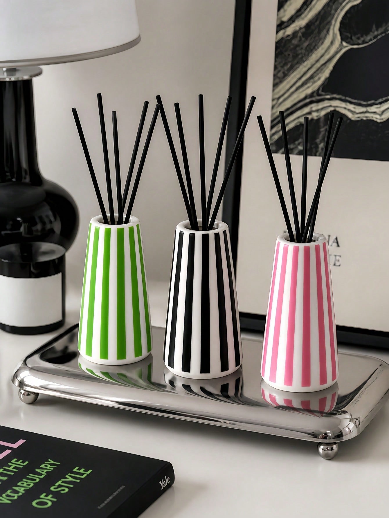 1pc Nordic Minimalist Striped  - مراجعة Home Fragrance Bottle وسعره