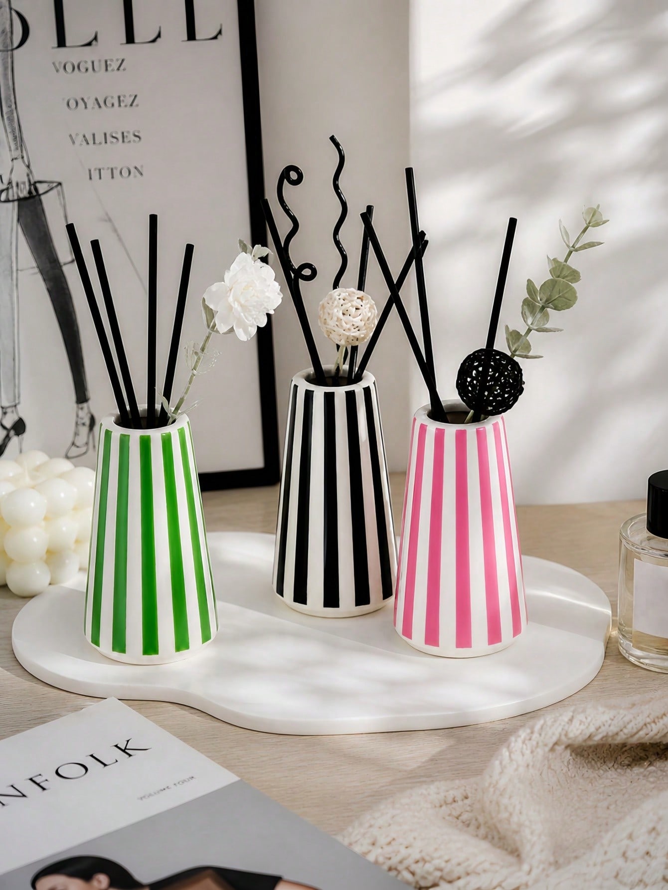 1pc Nordic Minimalist Striped  - مراجعة Home Fragrance Bottle وسعره