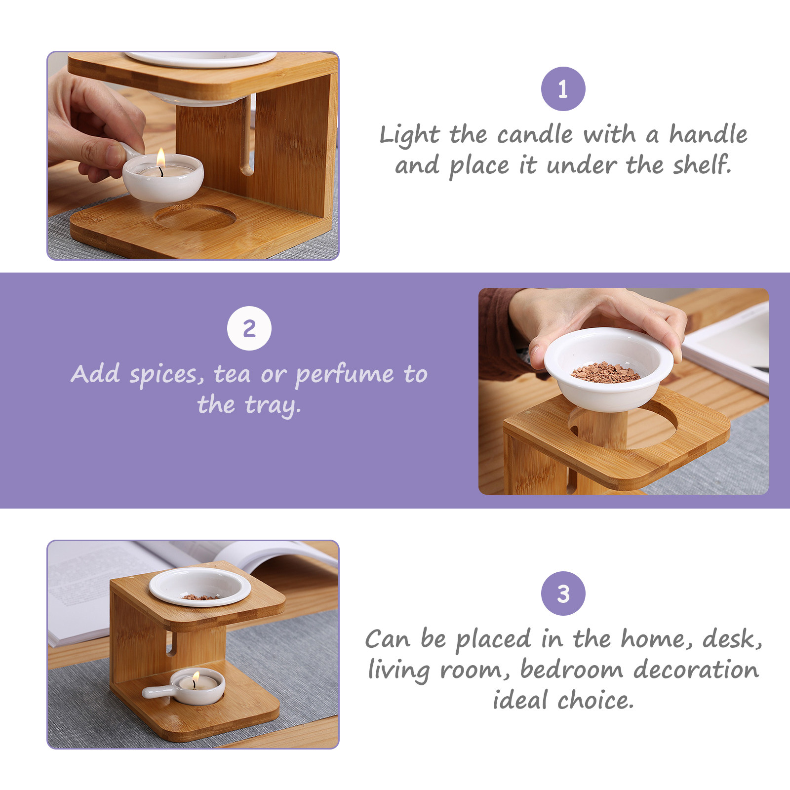 2Sets Bamboo Incense Burner Te - مراجعة Wax Melt Burner وسعره